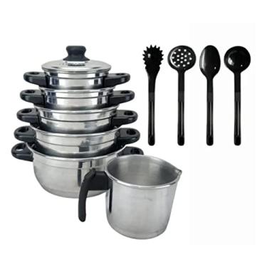 Imagem de Jogo Panelas 10 Pçs Alumínio Polido C/Leiteira E Pegadores