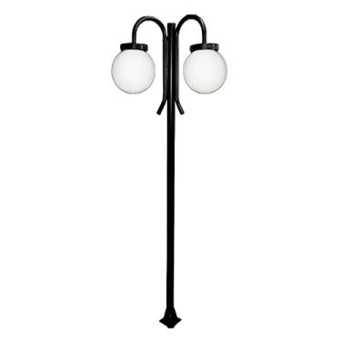 Imagem de Poste Luminária Globo P Duplo Braço Curvo Cima Preto 200cm