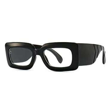 Imagem de Óculos de sol quadrado com estampa de cobra para mulheres Óculos de sol quadrado pequeno com perna larga e gradiente Óculos de sol femininos, preto transparente, tamanho único