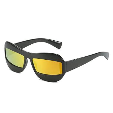 Imagem de Óculos de sol retangulares estreitos vintage para mulheres, óculos de sol irregulares de hip hop masculinos, óculos de gradiente, preto vermelho, tamanho único