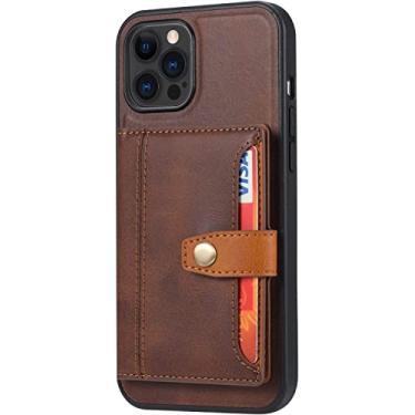 Imagem de NEYENS Capa para iPhone 13/13 Mini/13 Pro/13 Pro Max, capa de couro carteira com slot para cartão e função à prova de choque capa de telefone com suporte (cor: marrom, tamanho: 13 mini 5,4 polegadas)