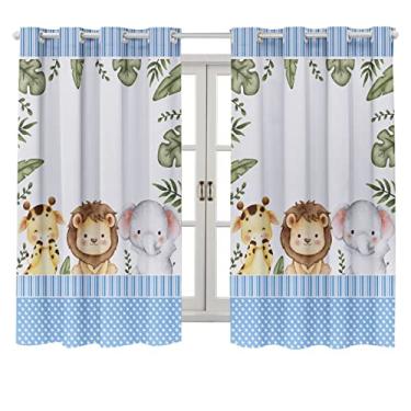 Imagem de Cortina Infantil Safari Baby 2,00L x 1,50A Decoração Cores Para Menino e Menina (SAFARI BABY AZUL)