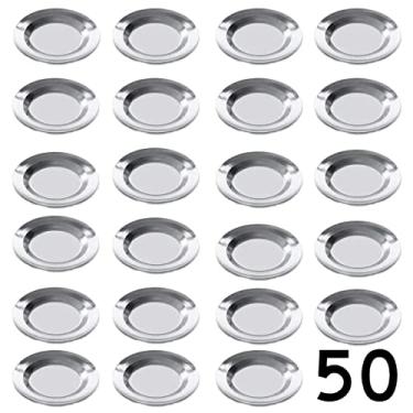 Imagem de Kit 50 Pratos Alumínio Polido Reforçado para Merenda Escolar