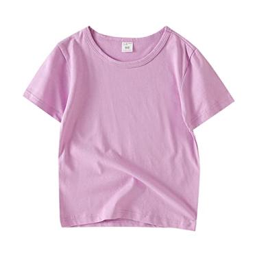 Imagem de Camisetas de manga curta gola redonda para bebês meninos e meninas verão desenho animado camisetas camisetas para roupas de bebê para meninas (roxo, 4-5 anos)