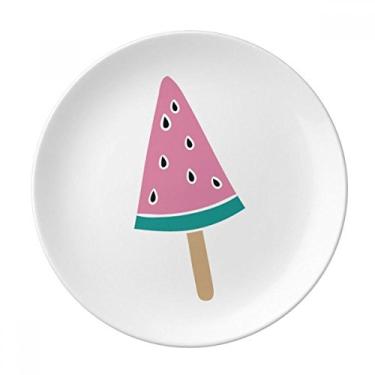 Imagem de Melancia Rosa Sorvete Doce Prato Decorativo de Porcelana Salver Prato de Jantar