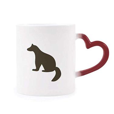 Imagem de Caneca preta Cutton fofa com desenho de animal sensível ao calor, caneca de grés que muda de cor vermelha