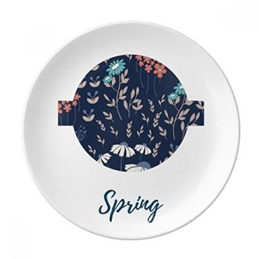 Imagem de Prato de tinta de plantas de flor branco azul decorativo de porcelana salver louças de jantar