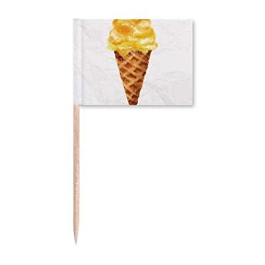 Imagem de Decoração de festa com estampa de palito de sorvete amarelo em aquarela