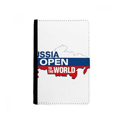 Imagem de Porta-passaporte com mapa de bandeira aberta para o mundo da Rússia, porta-cartões Notecase Burse