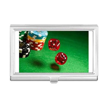 Imagem de Porta-cartões de visita com foto de mesa verde com chips de dados