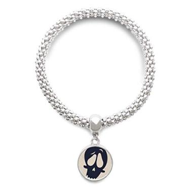 Imagem de DIYthinker Pulseira de prata de caveira torcida de Halloween com pingente de corrente ajustável
