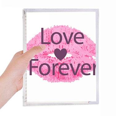 Imagem de Caderno de Dia dos Namorados Pink Lip Love Forever com folhas soltas e diário recarregável