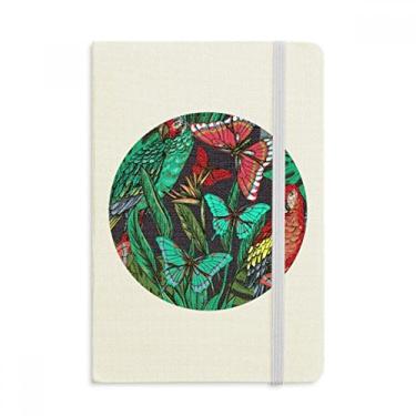Imagem de Caderno de flores com folhas de pássaro, borboleta, capa dura de tecido oficial