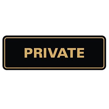 Imagem de Placa de parede/porta privada padrão, Black / Gold, 2" x 6" - Small