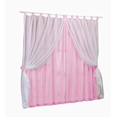 Imagem de Cortina Bailarina 2M, Mellindre, Tecido: Percal 150 Fios 100% Algodão, Voil: 100%Poliéster., Rosa Padrão, Sofisticata 2018-2217