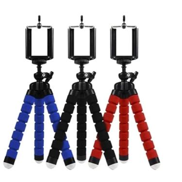 Imagem de Mini Tripé De Mesa Suporte Flexível Para Celular Câmera 360° (Vermelho)