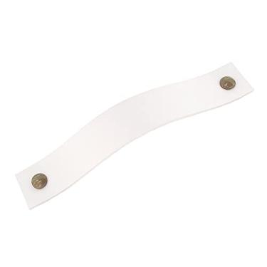 Imagem de Puxador Full Parafuso - Textura de Couro Branco - Parafuso Ouro Velho