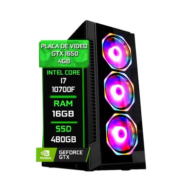 Imagem de Pc Gamer Fácil Intel Core i7 10700F (10ª Geração) 16GB DDR4 3000MHz gtx 1650 4GB ssd 480GB - Fonte 750w
