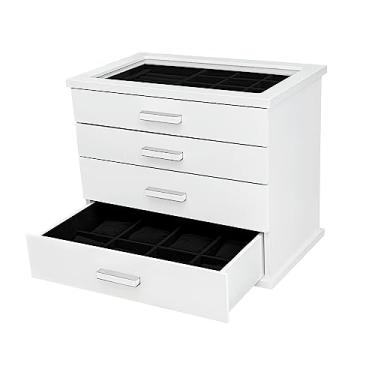 Imagem de Reluz Art Gaveteiro Porta Joias Jullie Forrado em Veludo com 4 Gavetas (Branco/Preto)