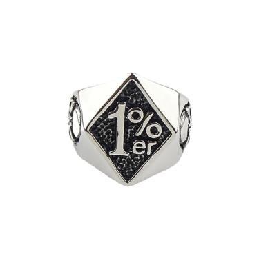 Imagem de Anel em Aço Inox 1% Motociclista Dominador Rock Caveiras Tam 27/28