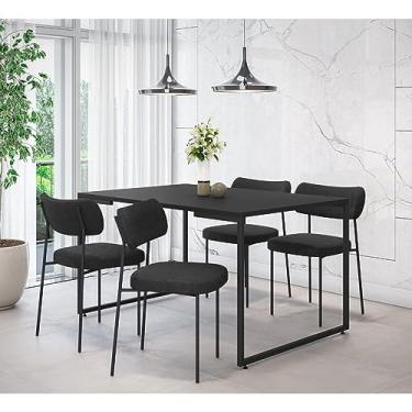 Imagem de Conjunto Sala de Jantar Mesa 135x90cm Porto Estilo Industrial com 4 Cadeiras Mona Espresso Móveis