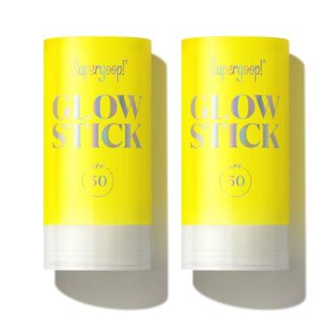 Imagem de Supergoop! Glow Stick - 35 g, pacote com 2 - SPF 50 PA++++ protetor solar óleo seco para rosto e corpo - Hidratos para um brilho saudável - Sem bagunça, amigável para viagens