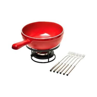 Imagem de Conjunto para Fondue de Queijo Emile Henry em Cerâmica Vermelho - 9 Peças