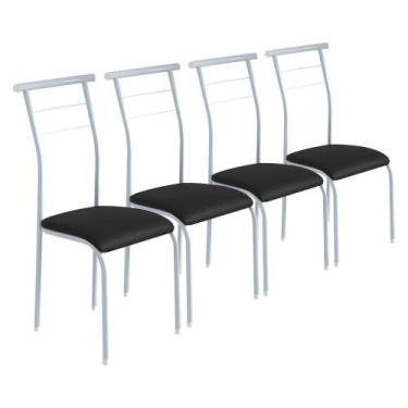 Imagem de Conjunto Jogo Kit 4 Cadeiras Metal Aço Cozinha Jantar Almofadada - Mad