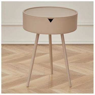 Imagem de Mini mesa de canto de cama estrutura triangular pernas de aço carbono mesa de cabeceira lateral material PP engrossado pequeno mesa de cabeceira grande capacidade de armazenamento adequada para quartos e salas de estar (cor: marrom,