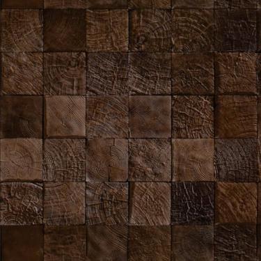 Imagem de Papel De Parede Adesivo Madeira Em Blocos Tons Escuro 1m