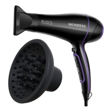 Imagem de Secador E Difusor De Cachos Mondial 2000w Black Purple Scn01 SCN-01 com Difusor - secador de cabelo taiff, taiff tourmaline ion cerâmica, secador taiff 2400w, secador lizz profissional, secador lizze extreme, secador parlux, secador lizze, secador taiff style, secador de cabelo com difusor