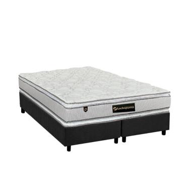 Imagem de  Cama Box Queen: Colchão Molas Ensacadas Luckspuma MasterPocket Lucksfaction Plus + Base CRC Suede Gray(158x198)