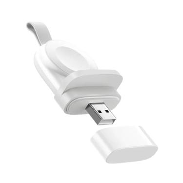 Imagem de Carregador Usb Portátil Sem Fio Módulo USB A para Apple Watch Branco Design Compacto Ideal Viagem Carregamento Rápido Certificação Mfi Carregador Magnético MPOWER