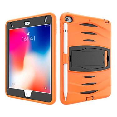 Imagem de QYiD Capa de tablet para iPad Mini 5/5ª geração resistente à prova de choque com suporte integrado e caneta solt para Apple iPad Mini 5 (2019) 7,9 polegadas / Apple iPad Mini 4 (2015) / A2133, laranja