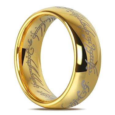 Imagem de Fyrddyn O Senhor dos Anéis 6 mm 8 mm Magic Power Tungstênio Aliança de Casamento Para Homens Mulheres Ouro/Preto Ajuste Conforto Tamanho 5-14, 7, Metal, Sem pedra preciosa