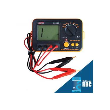 Imagem de Miliohmmímetro Digital Resistência Corrente Escala 20 A 2Kohm 3½ Dígitos Mh-400 Portátil Instrutherm Com Certificado Rbc