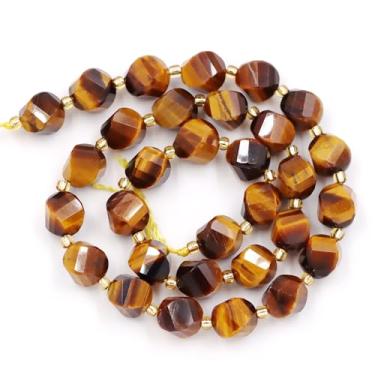 Imagem de Malahill Contas de pedra natural por atacado para fabricação de joias DIY vendidas por saco, 5 fios e um rolo de cordão dentro facetado em forma de S olho de tigre 10 mm