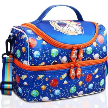 Imagem de RHCPFOVR Lancheira infantil – Lancheira térmica de dois andares para meninos e meninas, lancheira lavável com alça e lancheira reutilizável para escola e creche