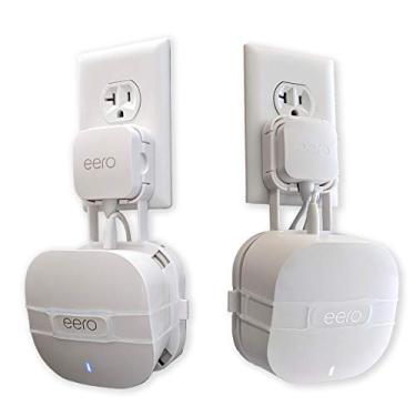 Imagem de O Eero Genie para eero 6, 6+ e Mesh Wi-Fi: Suporte de tomada de parede | Perfil mais baixo | Acesso aberto | Várias opções de instalação | Tomadas horizontais | Vencedor do design! (1 pacote)