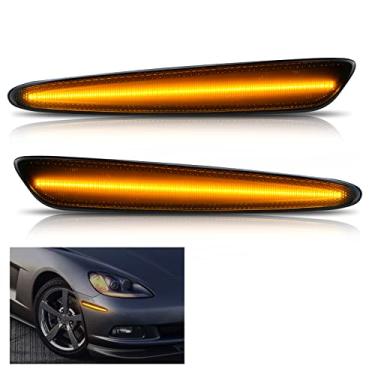 Imagem de Bestview Conjunto de luz de marcação lateral, refletores de lâmpadas marcadoras laterais de para-choque dianteiro compatíveis com Chevy Corvette C6 2005-2013, âmbar