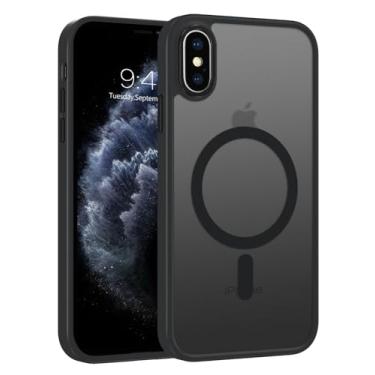 Imagem de Telaso Capa para iPhone X, capa para iPhone Xs compatível com Magsafe, carregamento sem fio, translúcido, fosco, traseira fina, à prova de choque, antiarranhões, antiarranhões, antiamarela, magnética