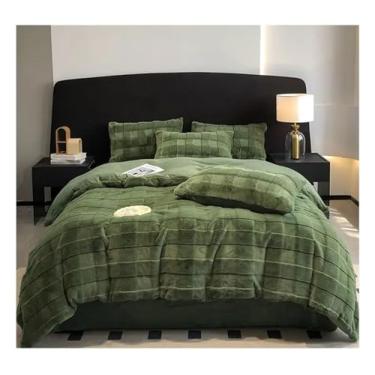 Imagem de Jogo de cama queen de luxo de inverno, capa de edredom de pelúcia quente e espessa, conjunto de lençol com fronha, 4 peças, macio (7 Queen)