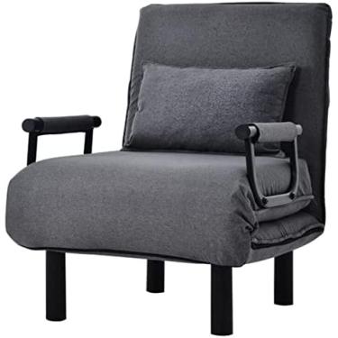 Imagem de Cama individual dobrável, sofá-cama, cadeira de relaxamento com encosto ajustável para salas pequenas, poltrona de cinema, 1 lugar, cinza
