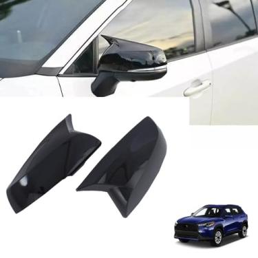 Imagem de SJBNKJYXGSLULU Capa de espelho retrovisor Black Bull Horn para Toyota Corolla Cross 2020-2025
