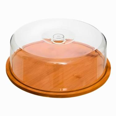 Imagem de Boleira Porta Bolo de Bambu Com Tampa de Acrílico 28cm - Dolce Home