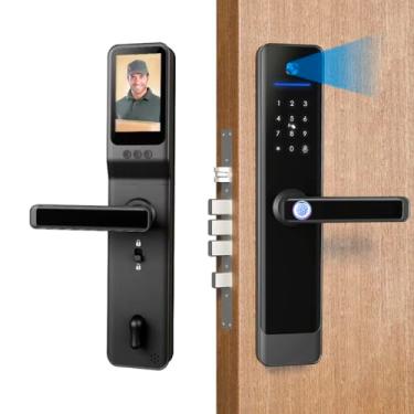 Imagem de Fechadura Digital Inteligente Biometria Câmera Senha Touch Embutir Wifi Com App Impressão Digital