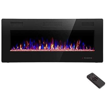 Imagem de Lareira Elétrica de Embutir A45x106L com Controle Remoto e Temporizador, 110V, R.W.FLAME, Preta