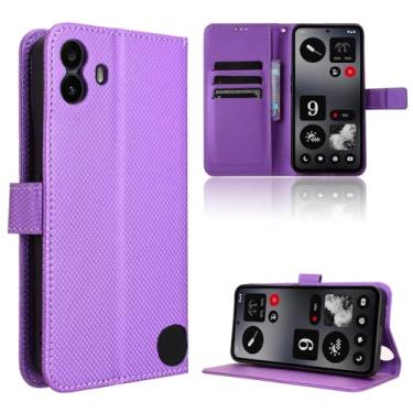 Imagem de Elubugod Capa de couro compatível com Nothing CMF Phone 1, capa flip de couro PU compatível com Nothing CMF Phone 1 capa roxa