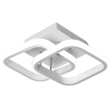 Imagem de Luminária Lustre Candeeiro De Teto Led Bivolt 110v 220v Quadrado 3 cores branco quente e frio banheiro quarto escritório (Metal Branco)