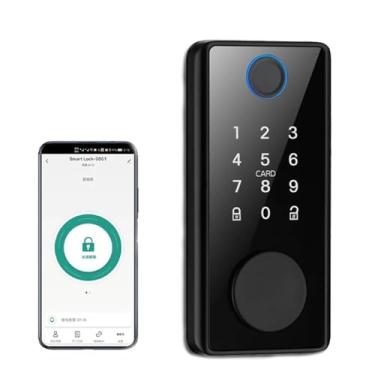 Imagem de Fechadura Digital Inteligente Smart Lock,Touch,Fechadura Digital de Embutir Wi-Fi com Biometria, Preta - Abertura via Biometria, Senha Numérica e Aplicativo